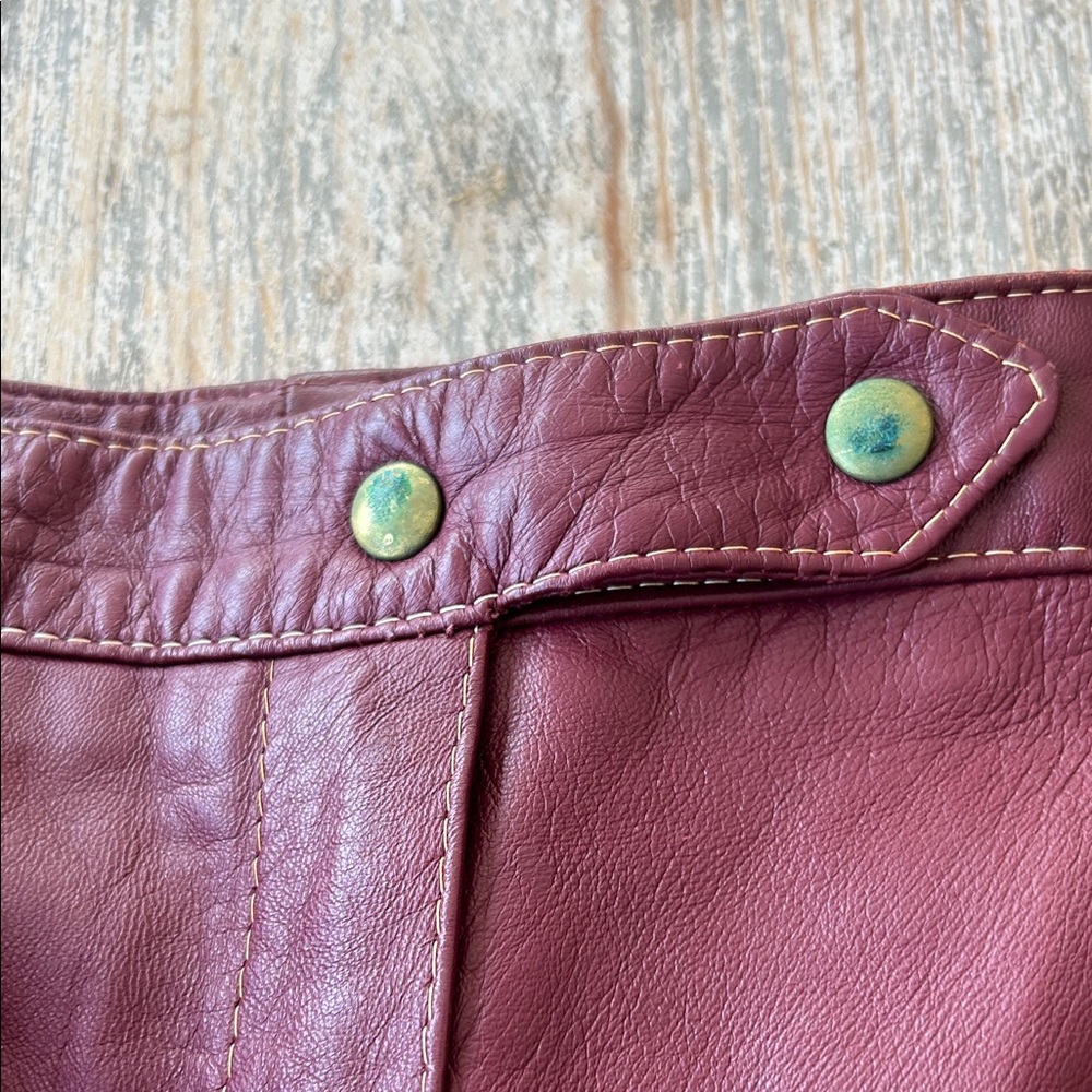 Vintage Burgundy Leather Pants - Picture 5 of 8